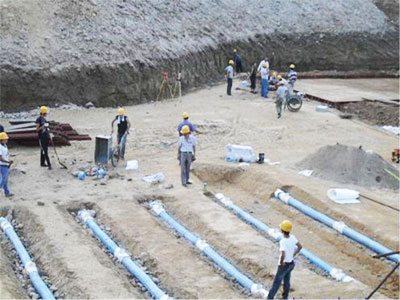 軟式透水管施工現(xiàn)場