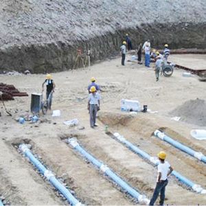軟式透水管施工現(xiàn)場